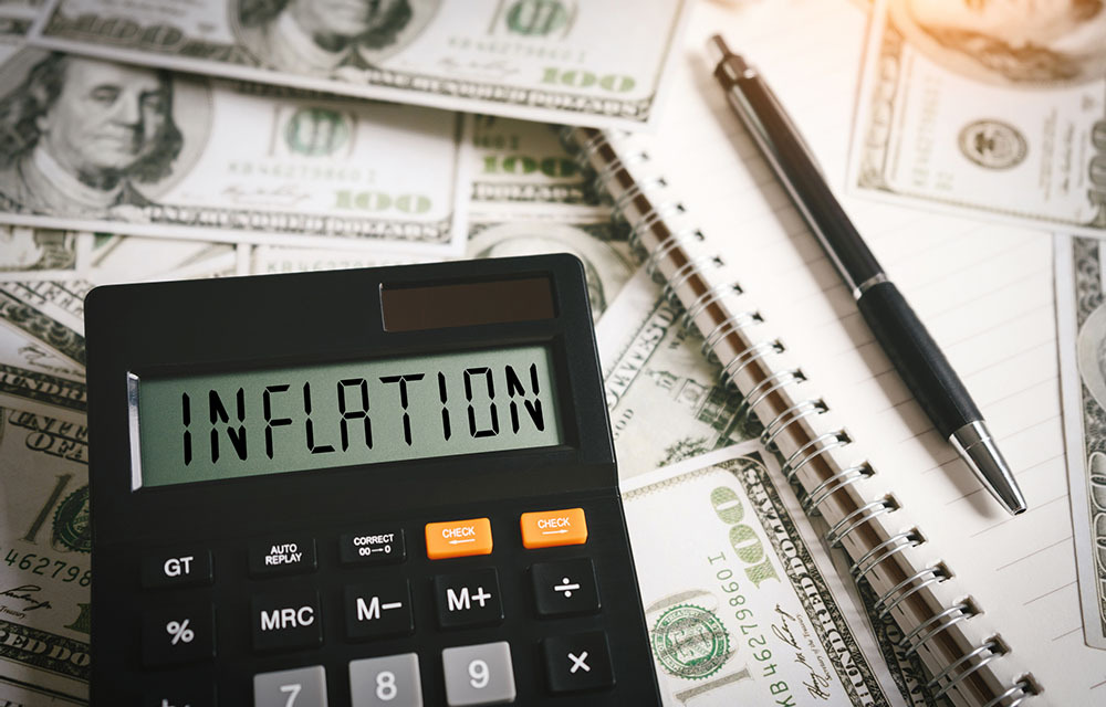 Calculator spelling out the word inflation.