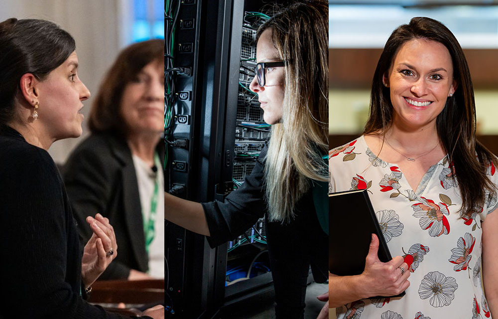 Photos of three women working