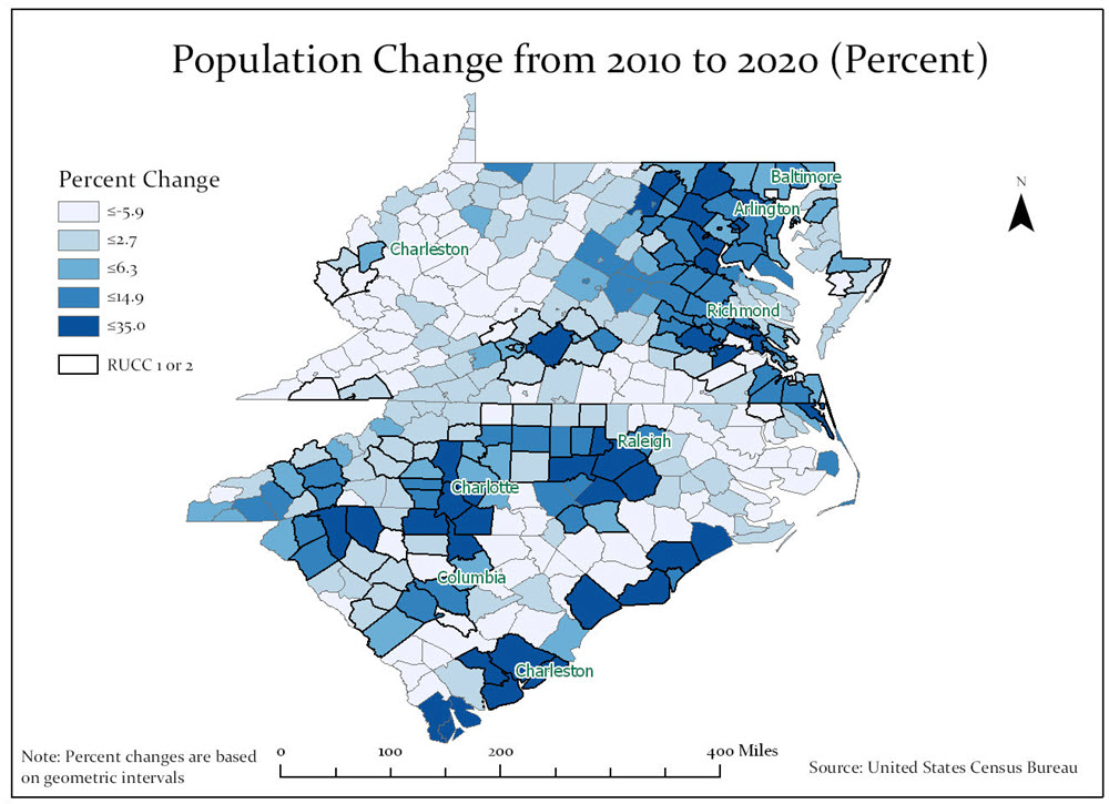 Population Change Fifth District 2010 to 2020 Percent Change