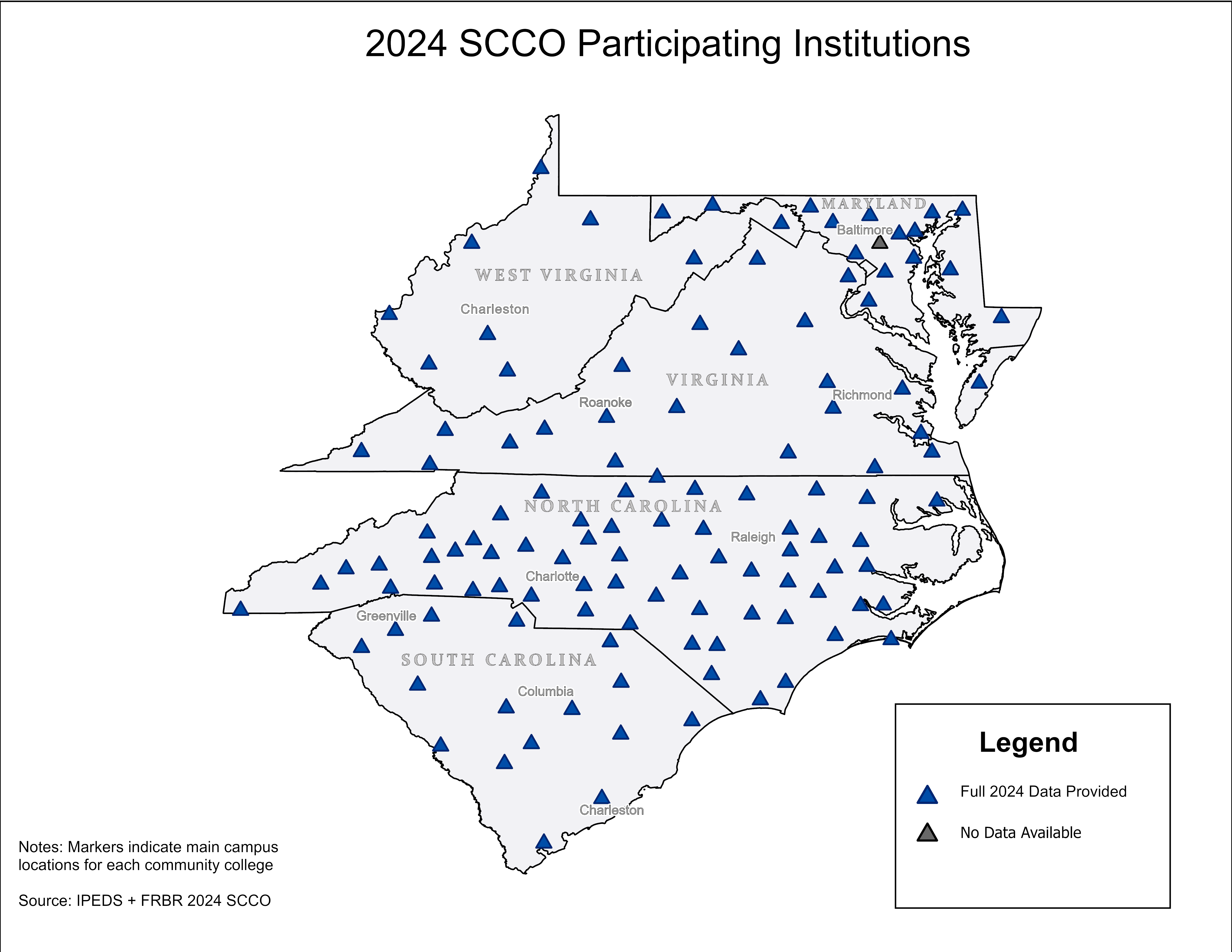 map of 2024 SCCO Participating Institutions