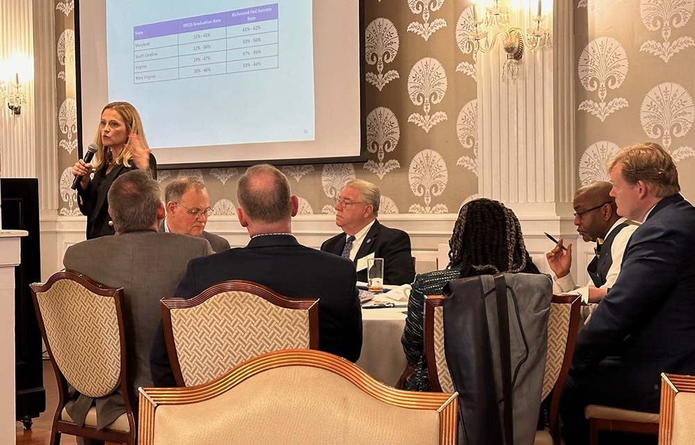 Laura Ullrich presenting results from the Richmond Fed Survey of Community College Outcomes.