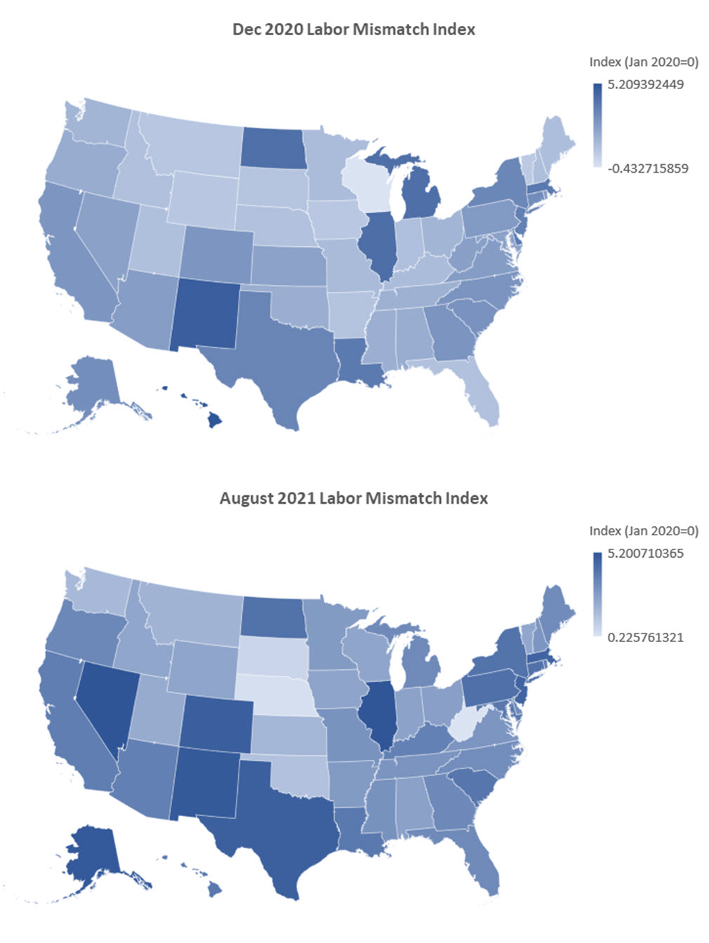 Labor Mismatch Index - December 2020 vs. August 2021