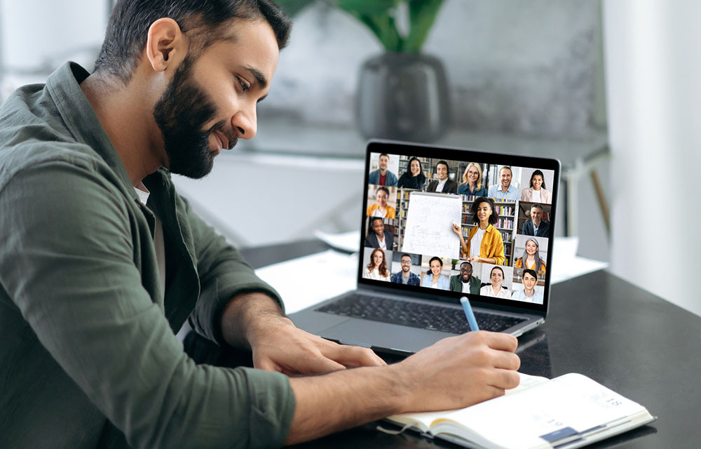 man working on computer