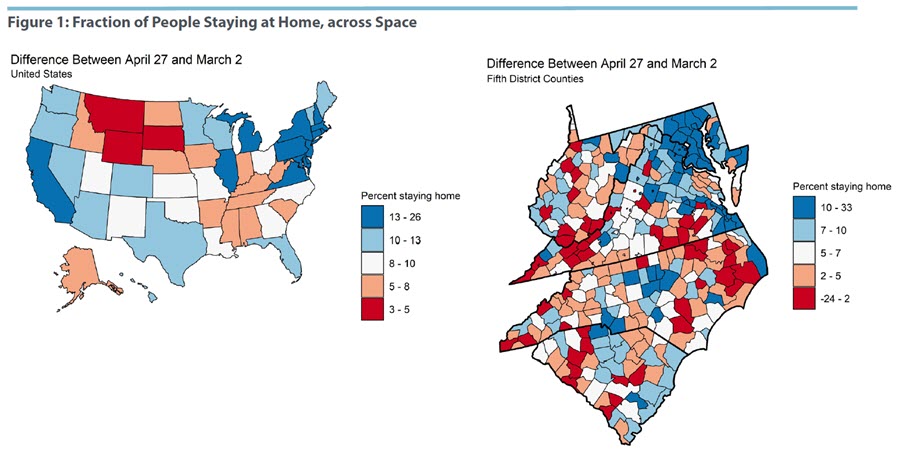 Fraction of People Staying at Home, across Space