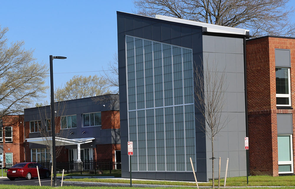 Outside view of Cool Lane Commons on a clear day.