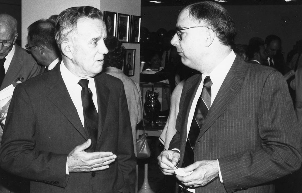 Bob Black and Al Broaddus chatting in 1979.