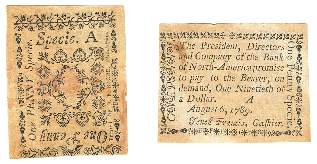 One penny note.