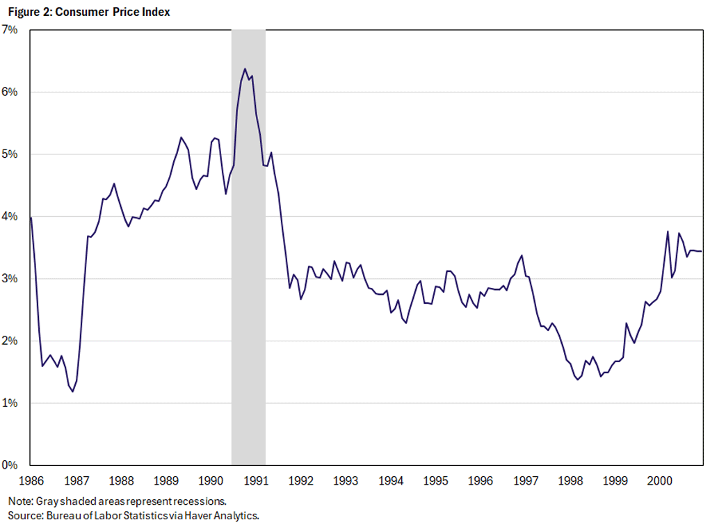 Figure 2, line graph showing the consumer price index since 1986.