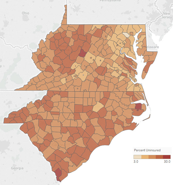 2008 Uninsured Map