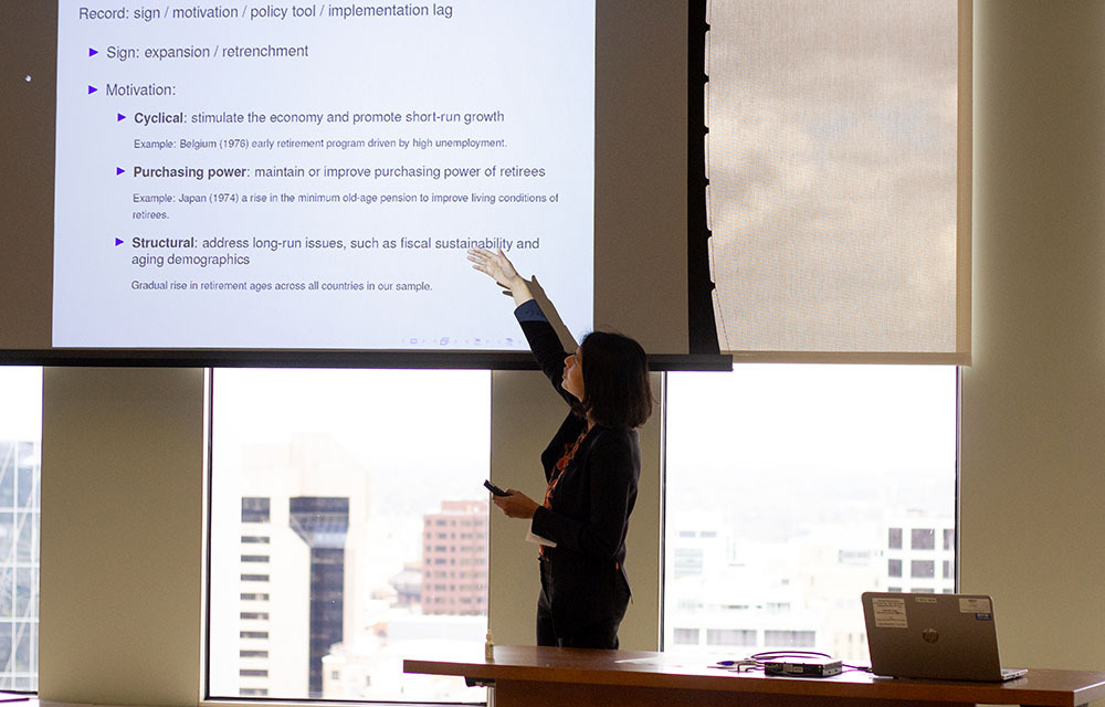 Sarah Zubairy presenting her paper