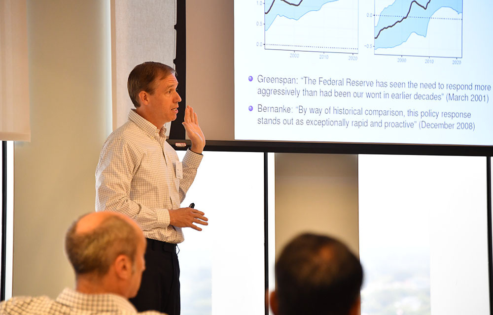 Eric Swanson presenting the paper “A Reassessment of Monetary Policy Surprises and High-Frequency Identification” 