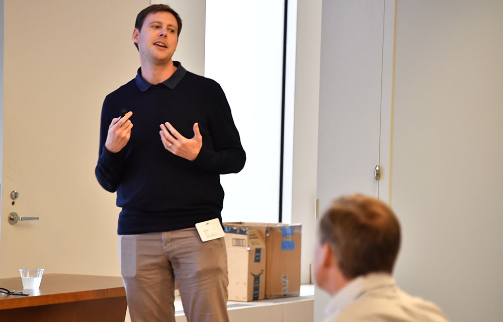 Leland Farmer presenting the paper "Zoomers and Boomers: Asset Prices and Intergenerational Inequality"