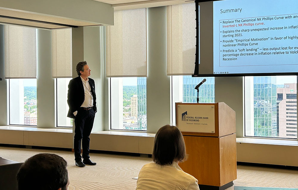 Guatti Eggertsson presenting “It’s Baaack: The Inflation Surge of 2020s and the Return of the Non-Linear Phillips Curve”, joint with Pierpalo Benigno.