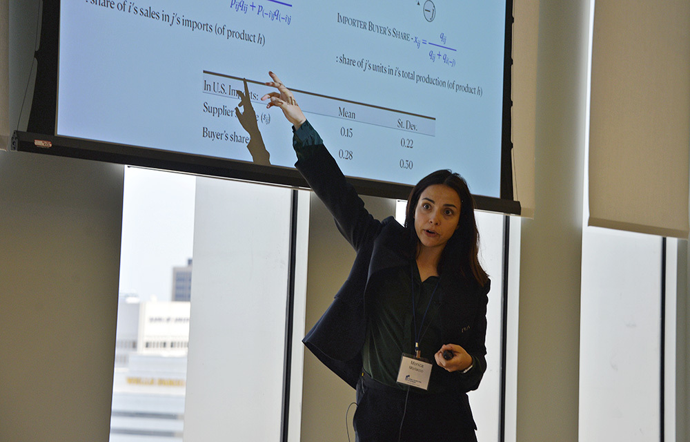 Monica Morlacco presenting the paper “Two-Sided Market Power in Firm-to-Firm Trade”.
