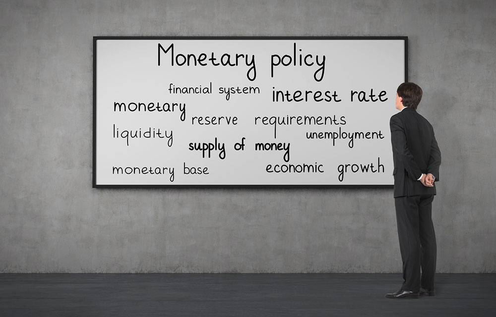 A whiteboard with words about Monetary Policy