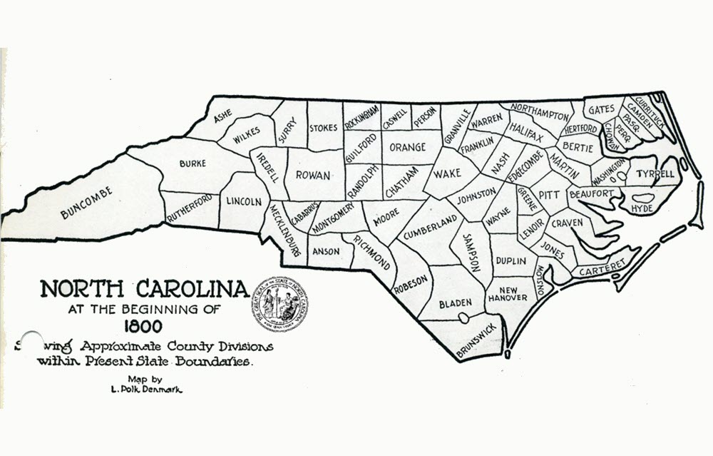 North Carolina State Map circa 1800