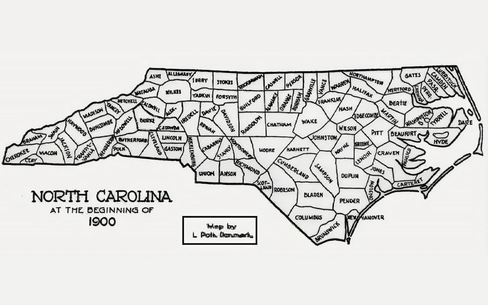 North Carolina State Map circa 1900