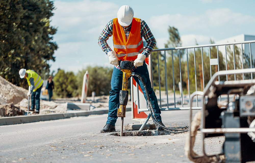 Construction performed on a road