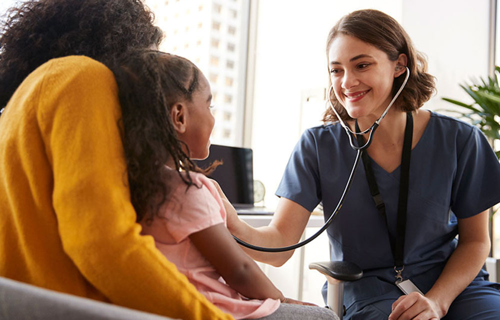 healthcare nurse using stethoscope