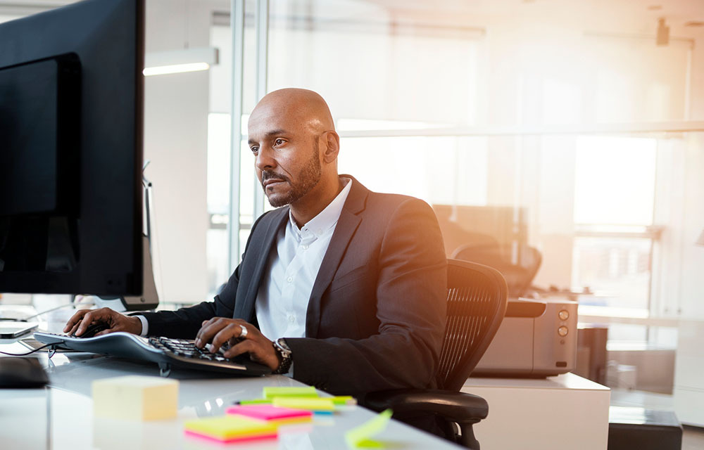 Man working at a laptop