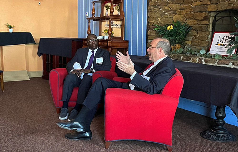 Richmond Fed President Tom Barkin met with Ramon Looby, President & CEO of the Maryland Bankers Association, and the organization&quot;s members during a Community Conversations visit.