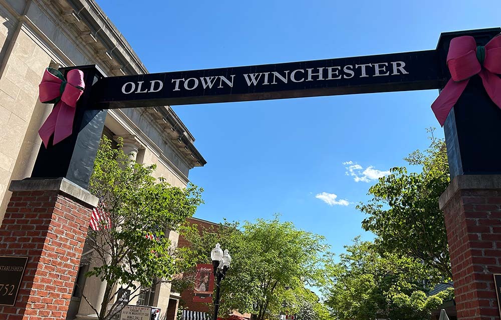 Brick entry way labeled Old town Winchester