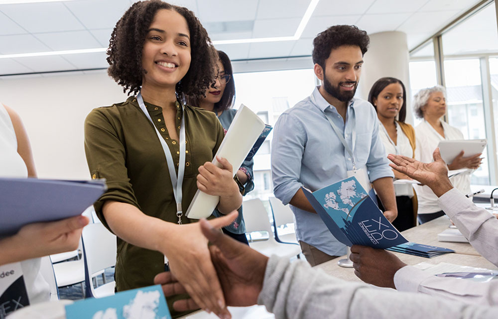 Students at a job fair