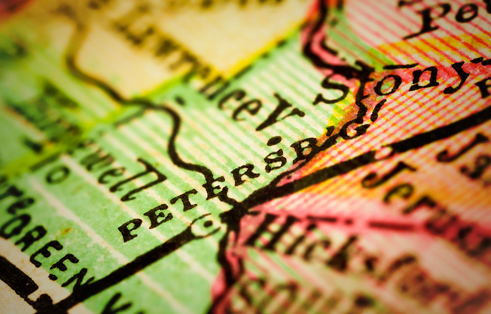 Petersburg, Virginia on a map
