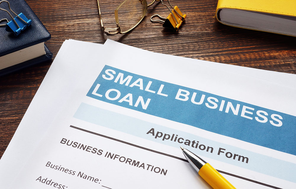 Application for a small business loan sitting on a desk