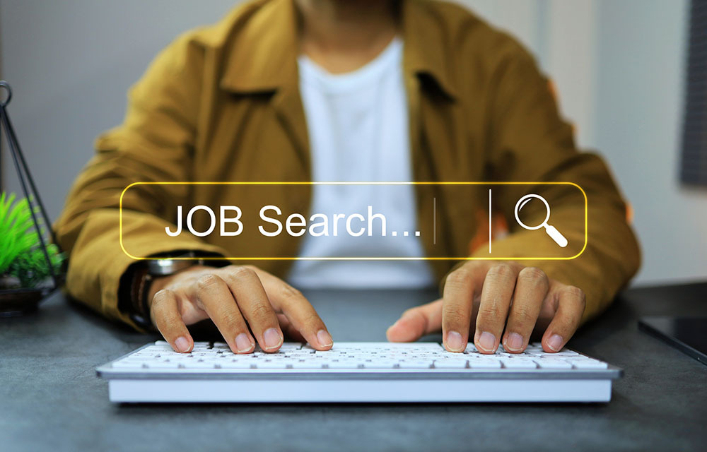 Person using online job search tool 