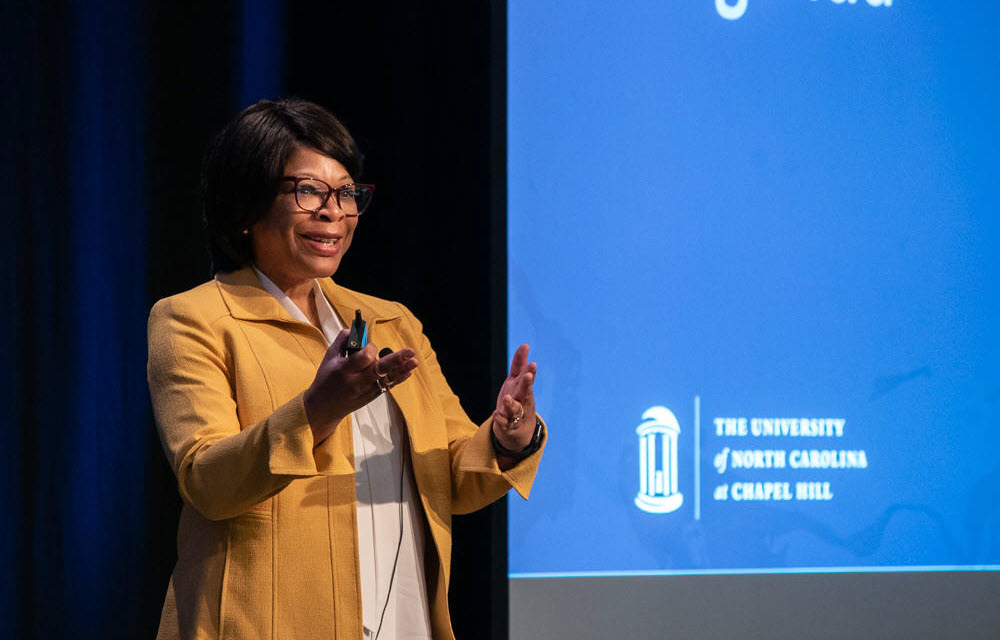 Anita Brown-Graham giving key keynote at the Investing in Rural America conference in April 2023.