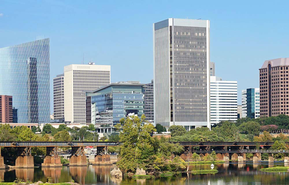 city scape of Richmond from the river