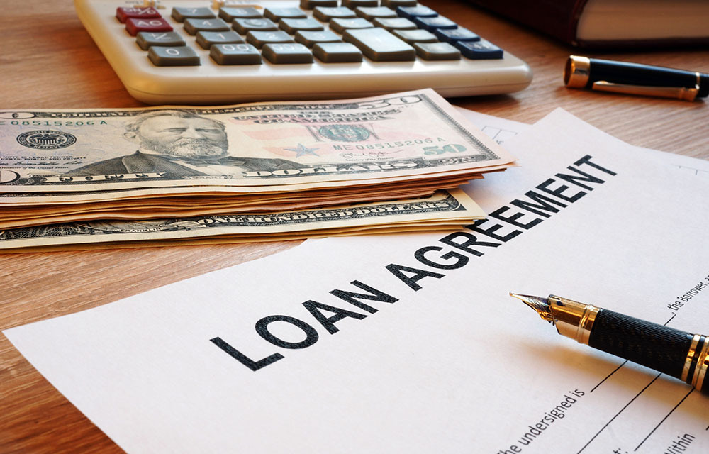 Close up of a loan application for a bank loan.