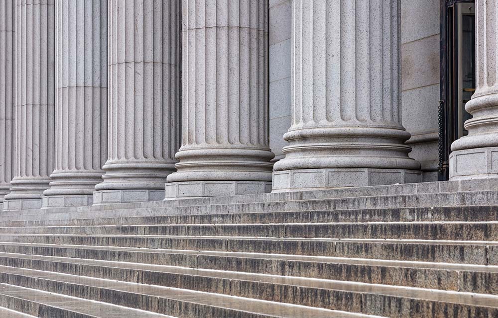 Image of building columns and stairs.