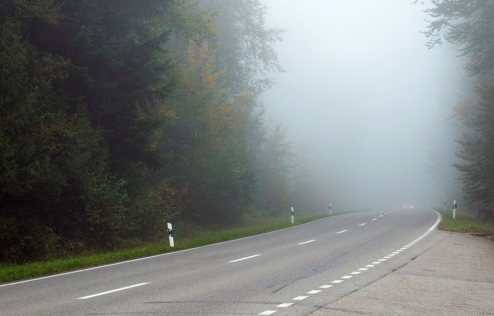 a foggy road