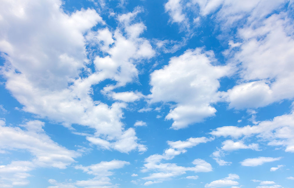 A blue sky and white clouds.