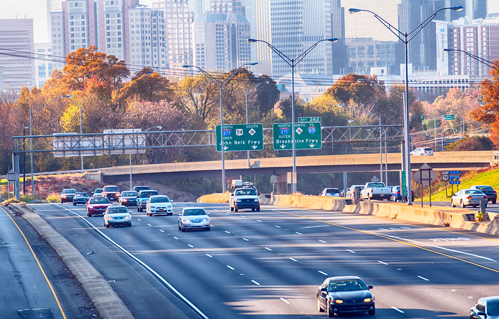 cars on interstate highway