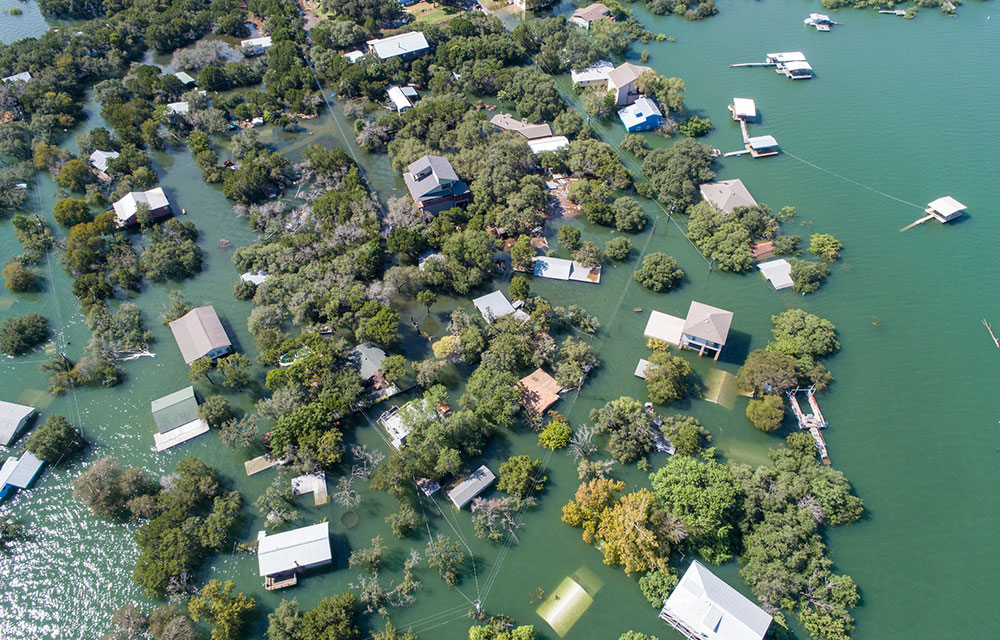 Flooded houses