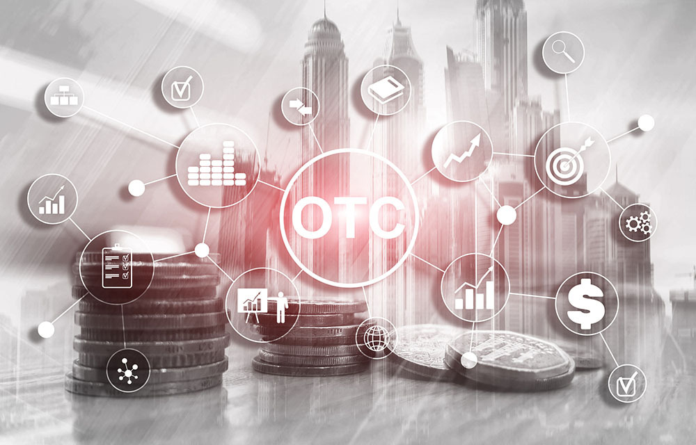 Graphic illustrating the concept of the interconnected over-the-counter market model.