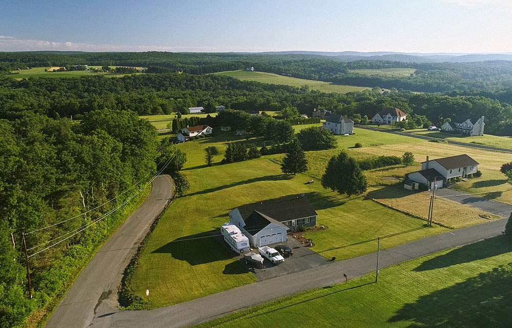 aerial view of rural farmland