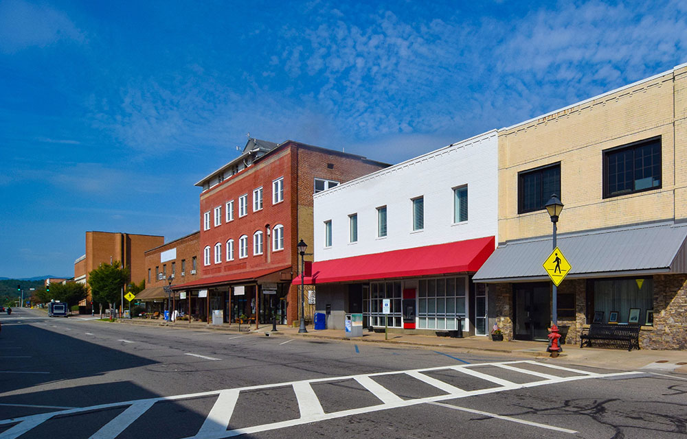 photo of a street in a small town