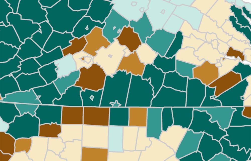 map of Fifth District counties