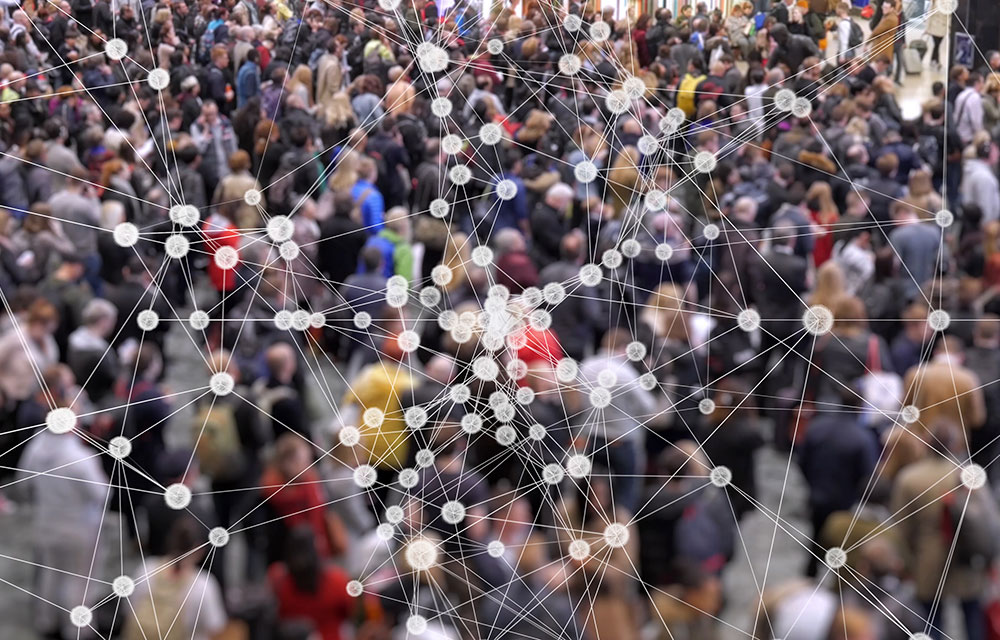 illustration of infections in a crowd