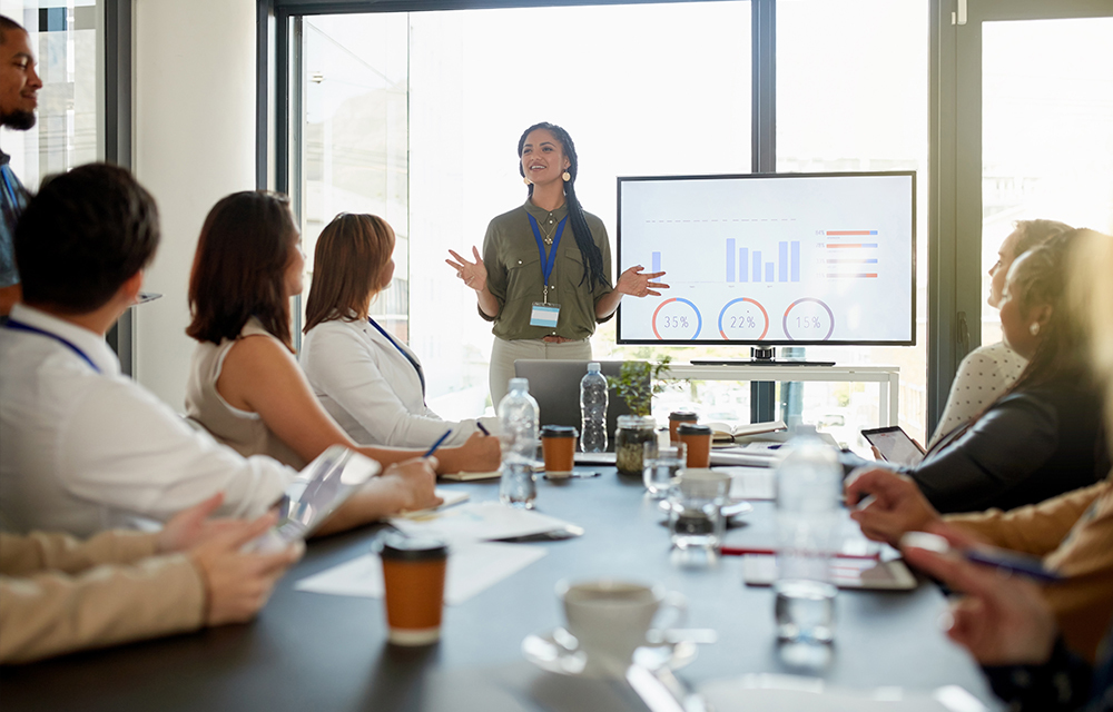 person presenting in room