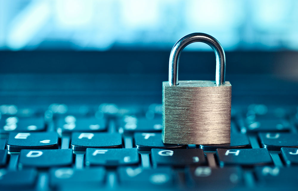 padlock on a computer keyboard