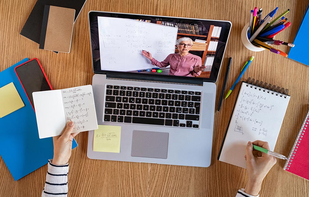 laptop being used for online education