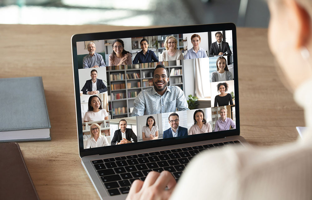 a man online attending a virtual conference