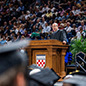 President Tom Barkin speaking at the University of Richmond's commencement speech.